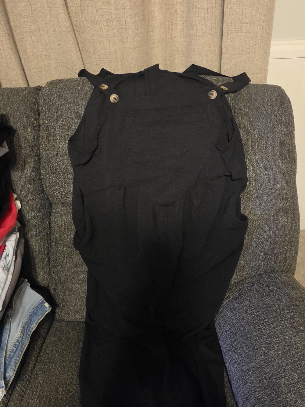 SHEIN Black Sleeveless Jumpsuit with Button-Strap Detail